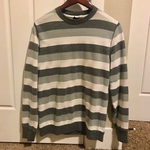 BDG Gray Striped Crew Neck